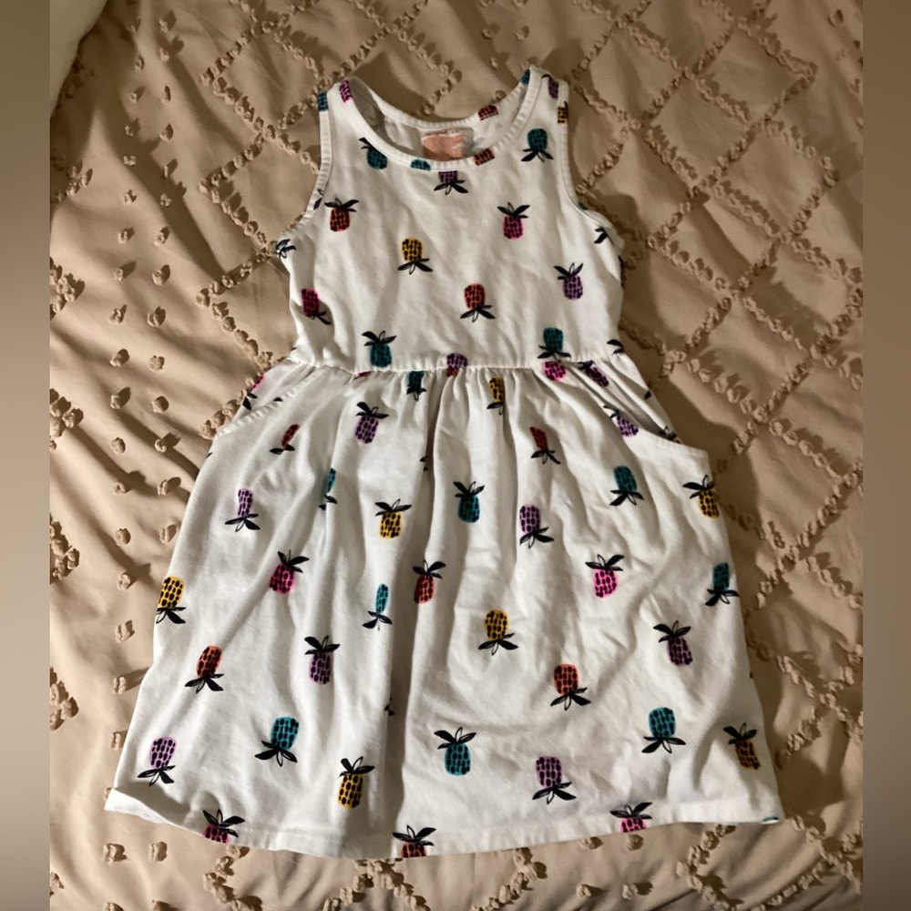 Cat & Jack White Dress with Multicolor Pineapples